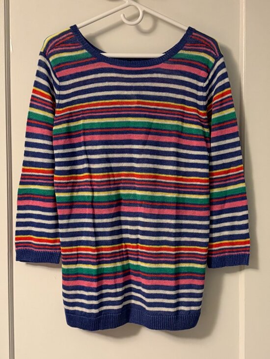 Talbots Sweaters - Talbots 100% linen rainbow stripe 3/4 sleeve sweater NWT size XL petite preppy